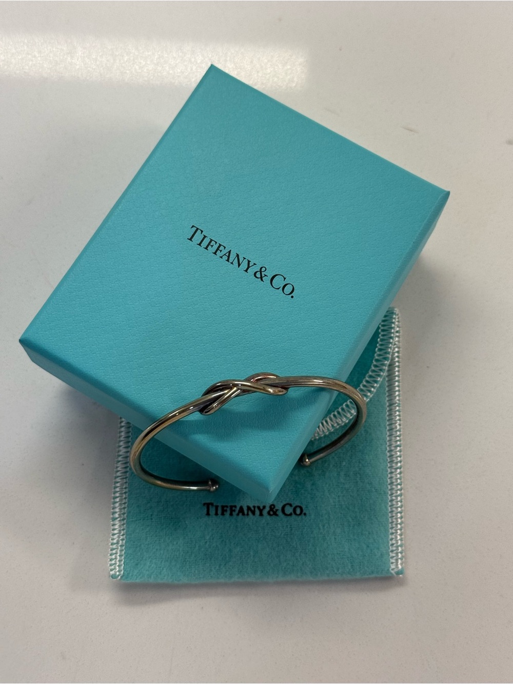 Tiffany & Co. Women’s Polished Silver Knot Open Cuff